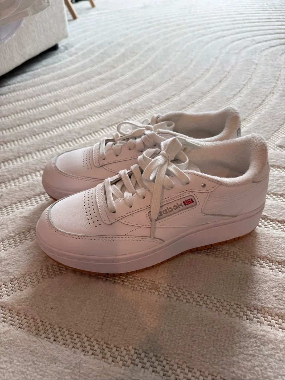 Reebok Kids White Low-Top Leather Sneakers with Gum Outsole